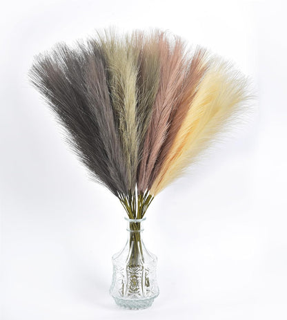 LSKYTOP Orange Pampas Grass Decor,23Inch 12pcs Faux Pampas Grass Bouquets Artificial Pampas Fake Pampas Flower for Home Living Room Bedroom Vase Decor