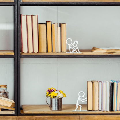 Bookends Decorative Metal Unique Office Desk Bookends Cute Book Ends Reading Decor Bookshelf Decor for Office School Library Bedroom, Book Lovers Gift