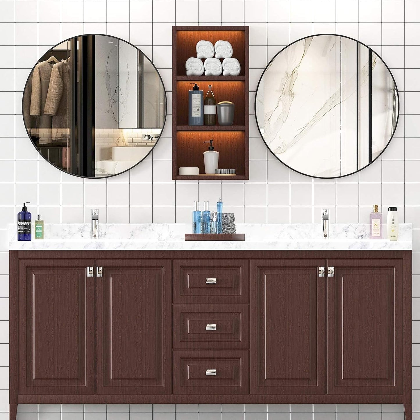 USHOWER Bathroom Mirrors for Over Sink, 36 Inch Circle Mirror with Metal Frame, Black Wall Mirror for Vanity, Entryway, Living Room, Hallway and Bedroom Decor