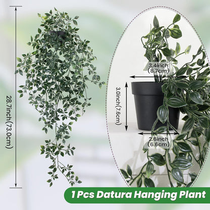 LOYWREE Fake Plants Indoor Artificial String of Pearls Plant in Black Pots, Realistic Green Faux Succulent Hanging Plants for Shelf Decor Desk Home Garden Decorations