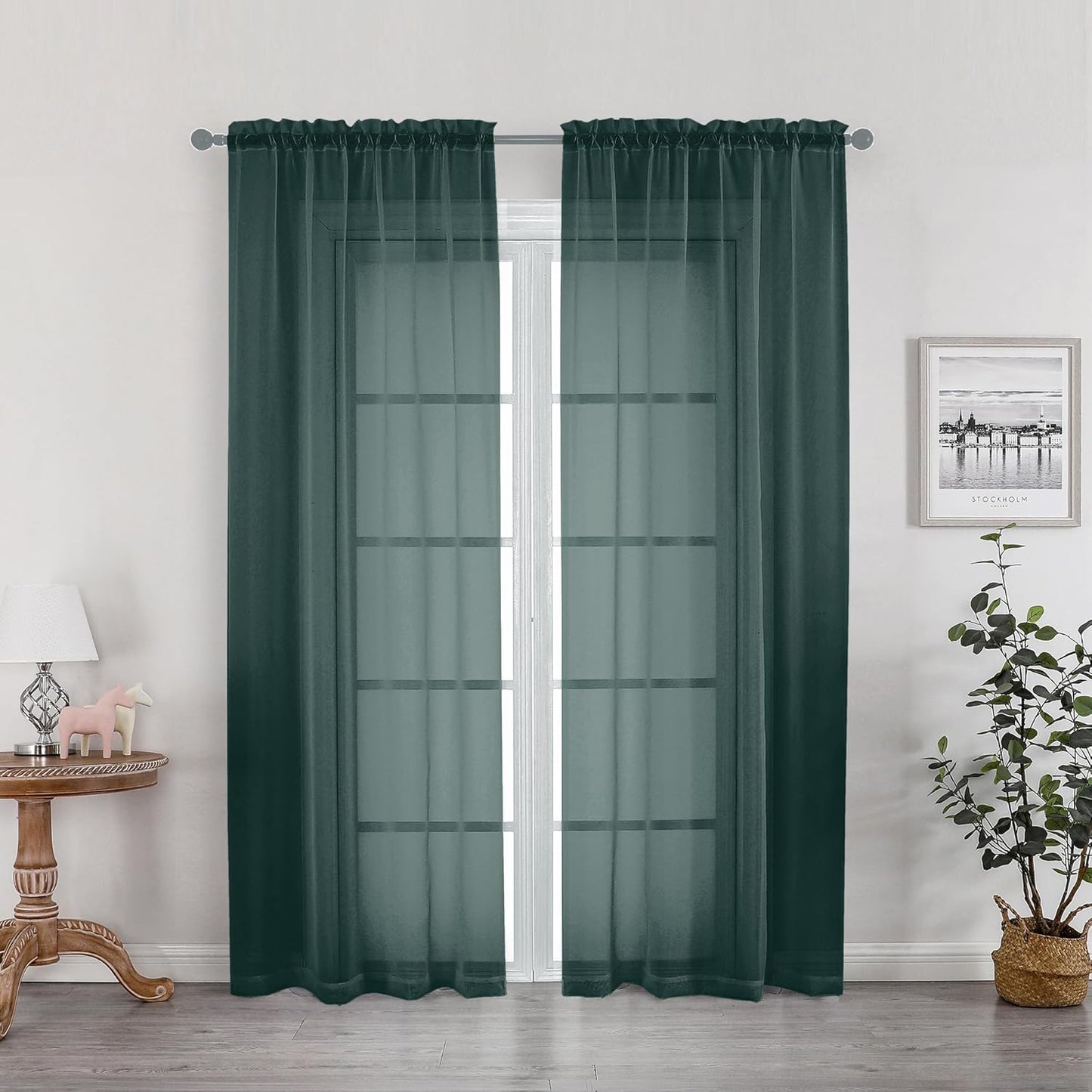 OWENIE Sheer Curtains 84 inches Long 2 Panels Set for Living Room/Bedroom, Rod Pocket Voile Sheer Panel Drapes, White, 2pcs, Each 42" W x 84" L - Colors A