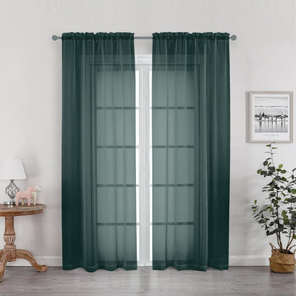 OWENIE Sheer Curtains 84 inches Long 2 Panels Set for Living Room/Bedroom, Rod Pocket Voile Sheer Panel Drapes, White, 2pcs, Each 42" W x 84" L - Colors A
