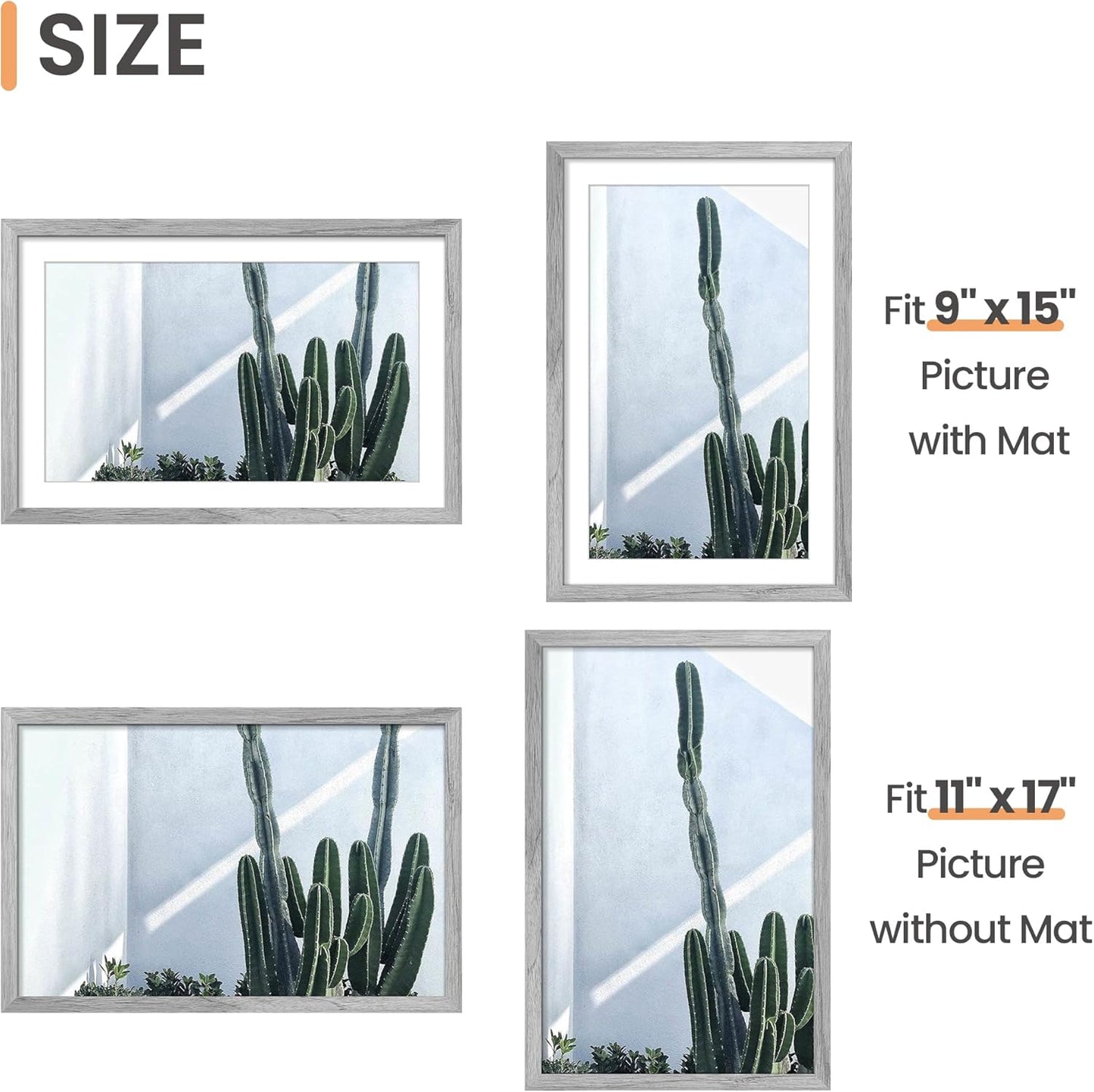 upsimples 8x10 Picture Frame, Display Pictures 5x7 with Mat or 8x10 Without Mat, Wall Hanging Photo Frame, Black, 1 Pack - Colors B