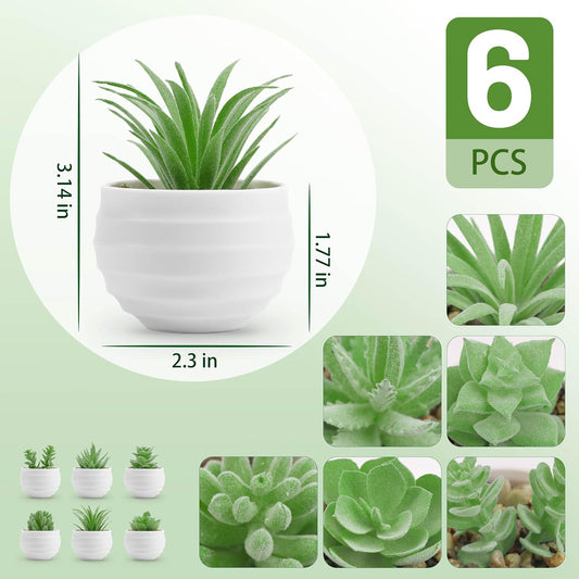 Der Rose 6 Pack Fake Plants Small Realistic Succulents Plants Artificial for Home Room Decor Indoor