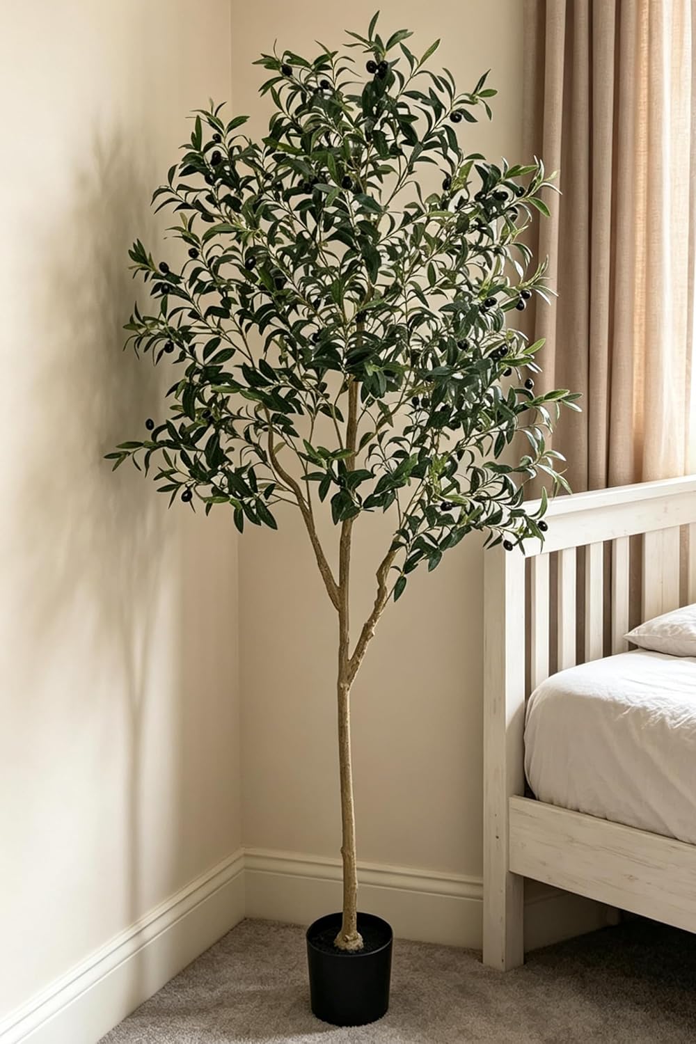 Artificial Olive Tree for Living Room Decor, 6FT Bendable Fake Plants Artificial Indoor, Faux Silk Plant Fake Trees in Potted with Oliver Branch Leaves and Fruits for Modern Home House Office Décor