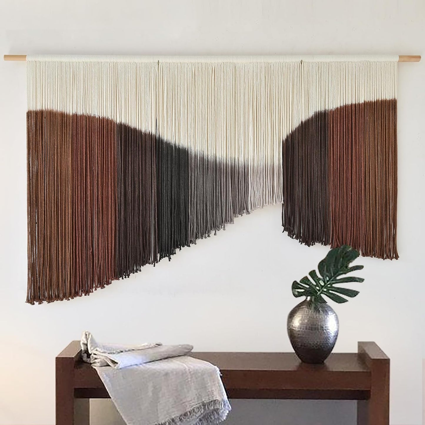 Jakalin Macrame Wall Hanging Dip Dyed Fiber Macrame Wall Decor Boho Cord Living Room Wall Art 57" Wx43 L