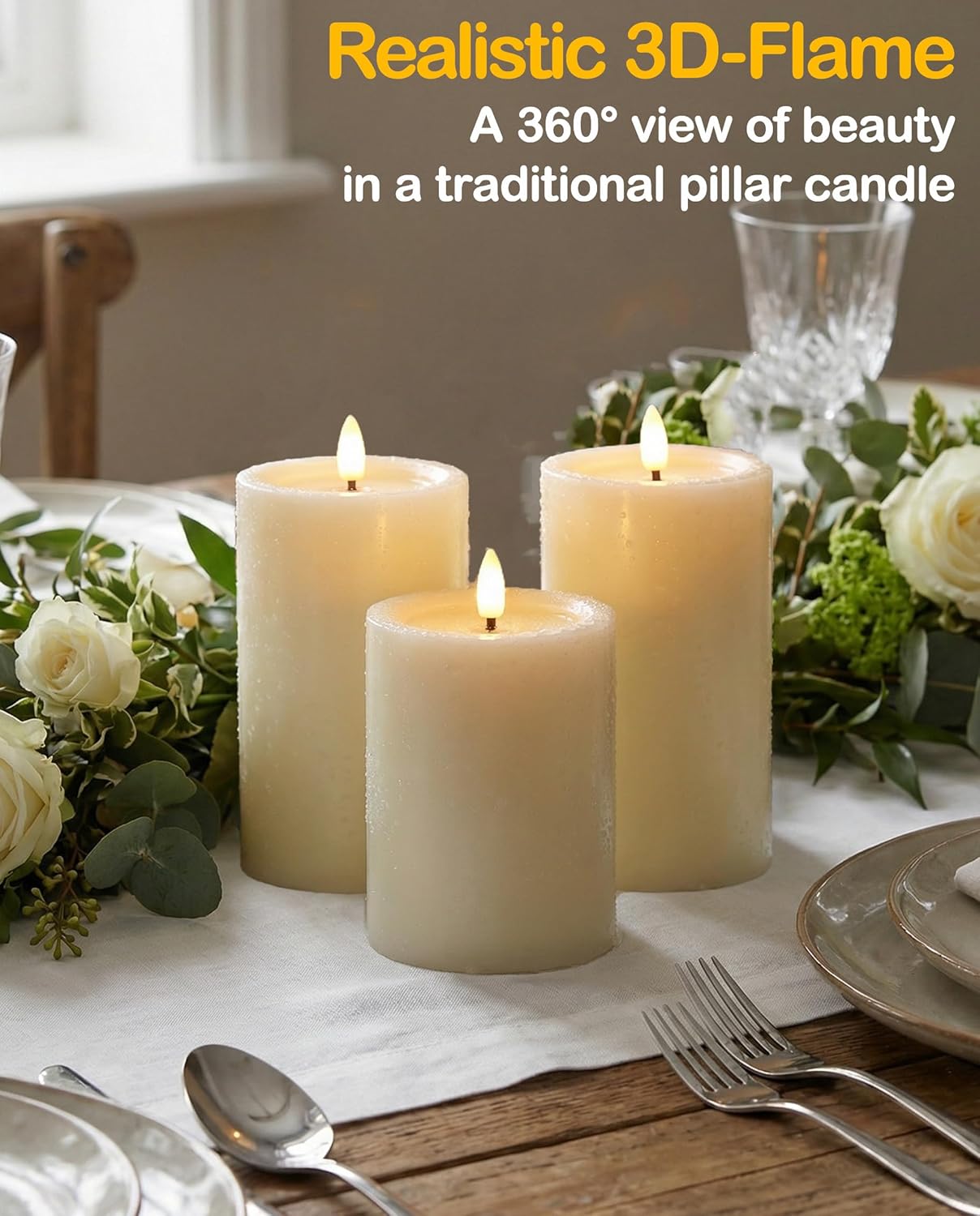 Gmnee 3"x4" Outdoor Waterproof Flameless Candles with Remote and Timers, LED Candles, Battery Operated Candles, Electric Fake Pillar Candles for Patio, Porch, and Lanterns Decor (Ivory, Plastic)