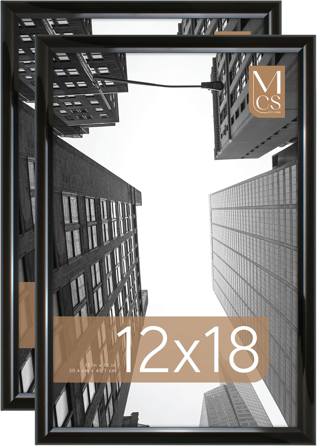 MCS Trendsetter 24x36 Poster Frame Black High-Gloss, Vertical & Horizontal Wall Hanging Large Picture Frame for Photos, Posters & Art Prints (1-Pack)