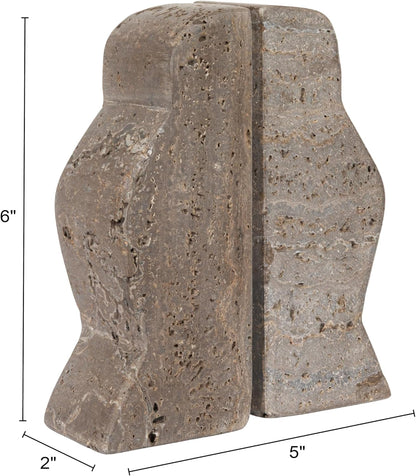 Creative Co-Op Decorative Travertine Wave Bookends, Natural, Set of 2