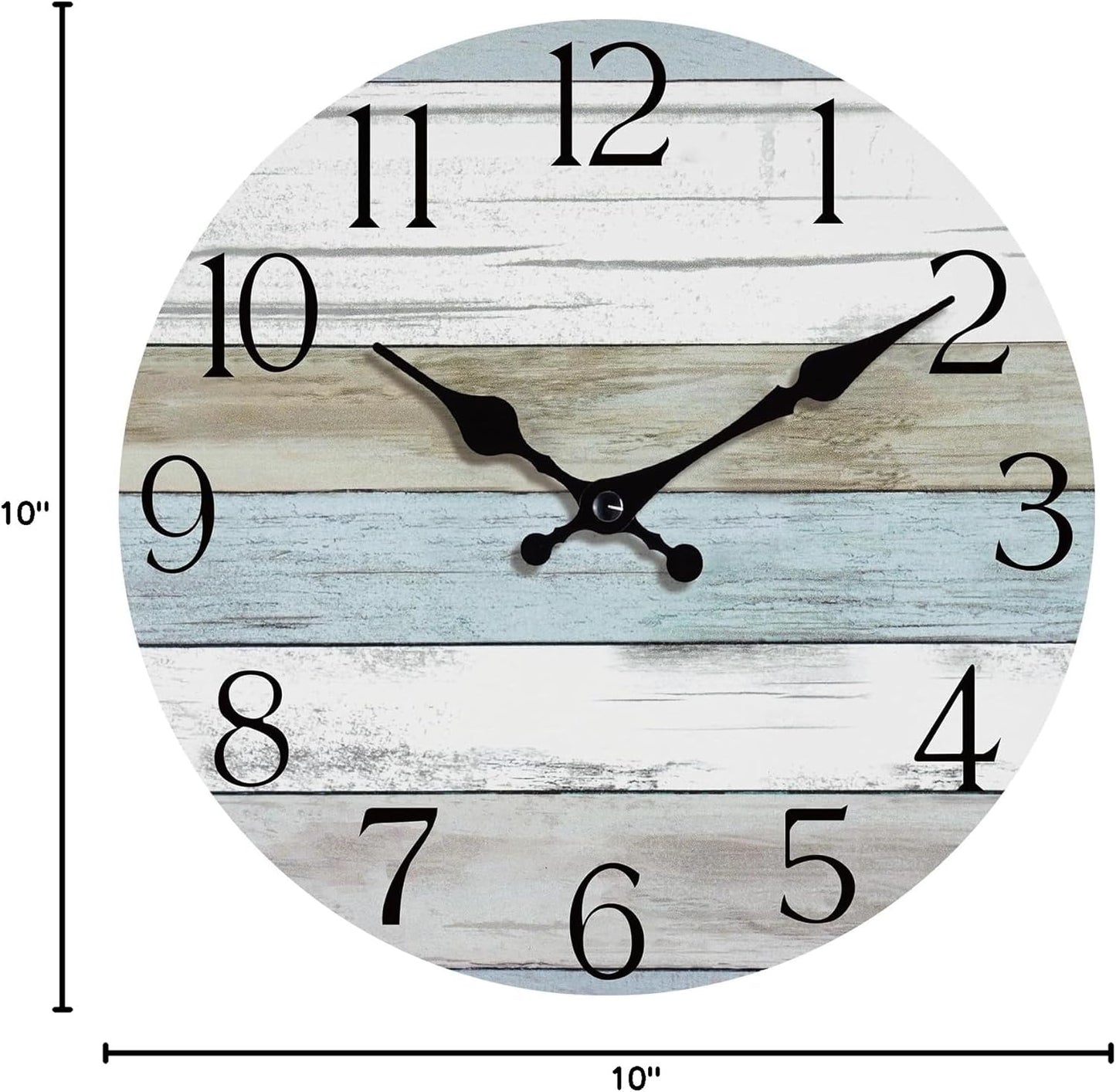Wall Clock, Rustic Wall Clocks Battery Operated Silent Non Ticking, Country Round Wooden Clocks Farmhous Wall Decorative for Kitchen, Bathroom, Living Room (Gray 8 Inch)
