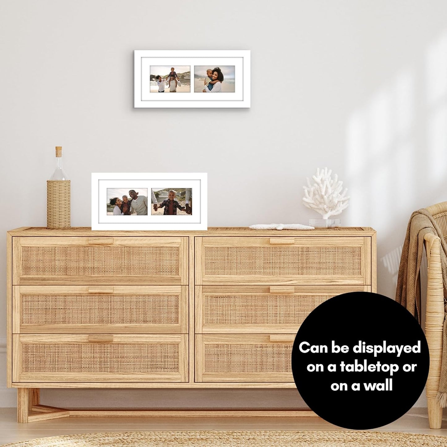 Americanflat 4x6 Collage Picture Frame with Shatter-Resistant Glass - Fits Five 4x6 Photos or Use as One 11x14 Picture Frame - Signature Collection - Collage Frames for Wall Display - Black