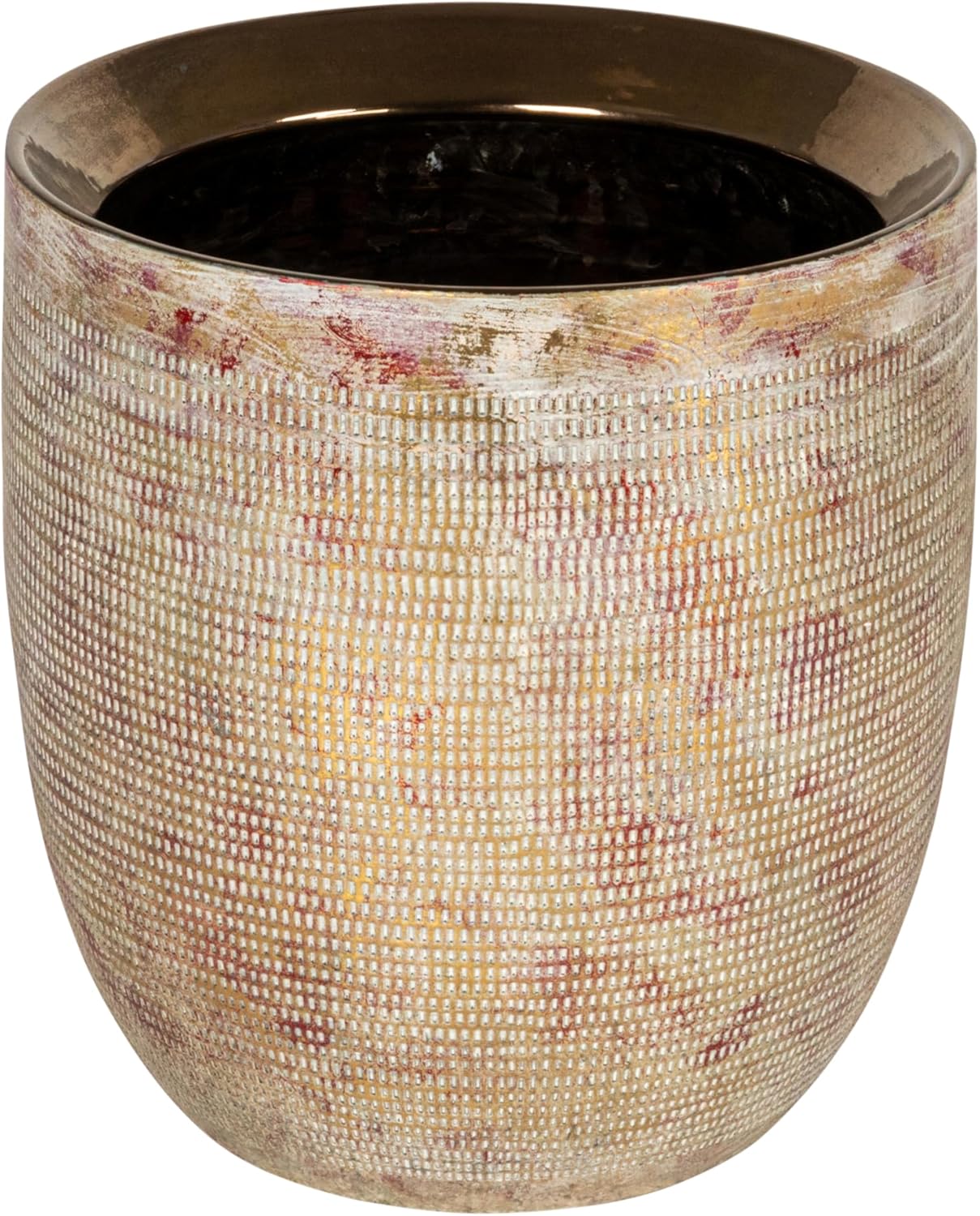 Creative Co-Op Large Matte White Embossed Stoneware Planter