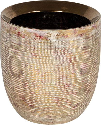 Creative Co-Op Large Matte White Embossed Stoneware Planter