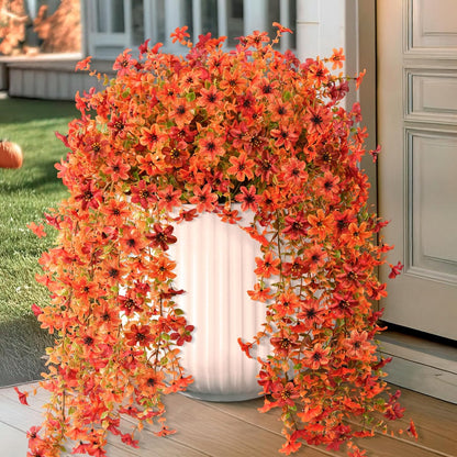 INQCMY Artificial Fake Hanging Flowers Plants for Outdoor Summer Decoration,2 PCS Faux Silk Daisy with Eucalyptus Leaves,UV Resistant Look Real for Outside Home Planter Porch Patio Balcony Yard Decor