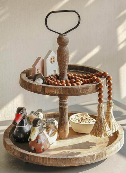 Meplait 39in Wood Bead Garland Farmhouse with Tassels,Versatile Prayer Beads Boho Chic Wall Hanging Home Decor (Black)