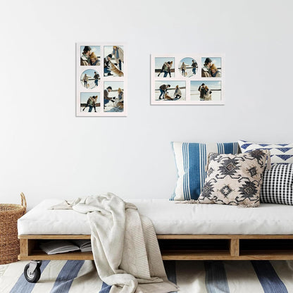 YESKAY 4x6 Picture Frame Collage for Wall Decor, Multiple Photo Collage Frames with Tempered Glass, 7-Opening for 4 x 6 Picture Frames, Rustic Brown, 1 Pack