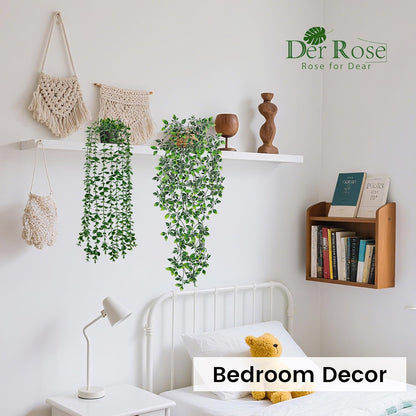 Der Rose 34'' Fake Plants Hanging Artificial Potted Plants Indoor and Outdoor for Home Bathroom Wall Shelf Office Decor (1Pack)