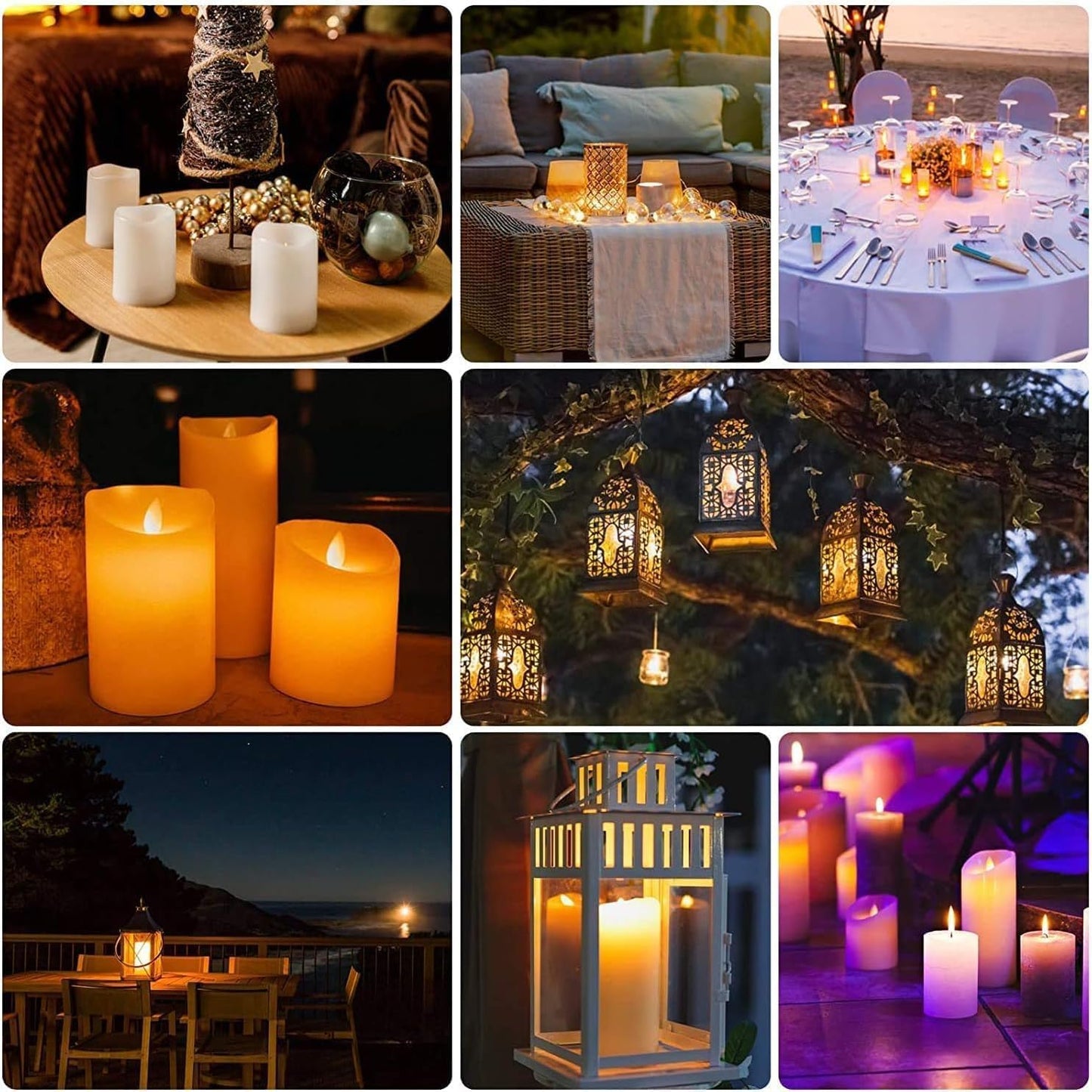 48- Pack of 3 Sizes of LED Flameless Candles.This Candle is Suitable for café, Fancy Restaurant, Bookstore and Other Scenes to Create a Relaxing and Romantic Atmosphere.