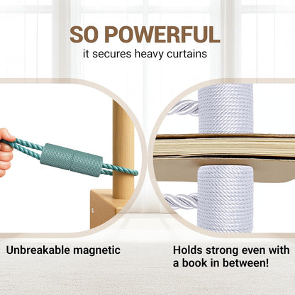 Hion Magnetic Curtain Tiebacks Black 2pcs, Curtain Tiebacks Buckles Holdbacks Holders Hooks Clip for Home Outdoor Bedroom Office Decorative Curtain