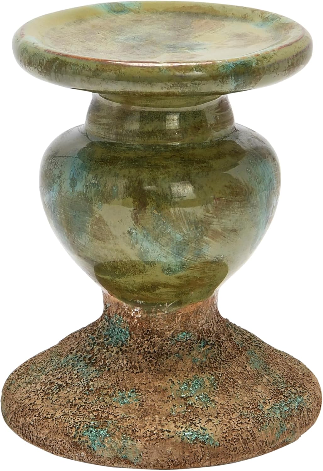 Creative Co-Op Small Distressed Blue Terracotta Pillar Candle Holder