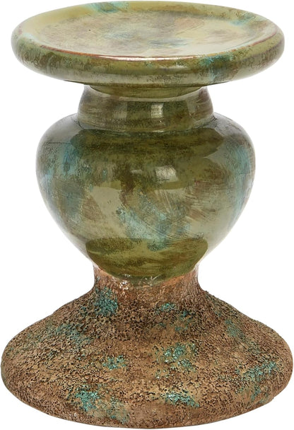 Creative Co-Op Small Distressed Blue Terracotta Pillar Candle Holder