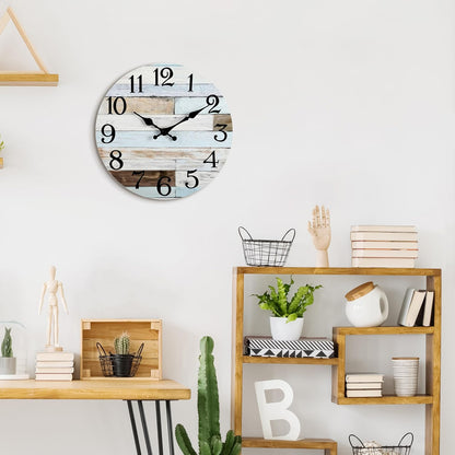 KECYET Wall Clock Battery Operated 8 Inch Silent Non Ticking Coastal Design Country Rustic Retro Decorative for Bathroom Kitchen Living Room Bedroom