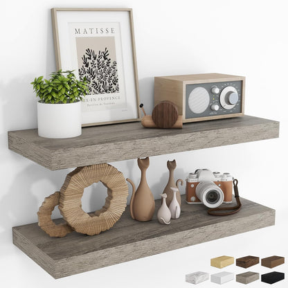 RICHFOCUS 72Inch Floating Shelves for Wall 2 Pack Shelves for Bedroom|Kitchen|Bathroom Wall Mounted Rustic Wood Floating Shelf with Invisible Brackets for Books|Storage|Decor, Rustic Brown