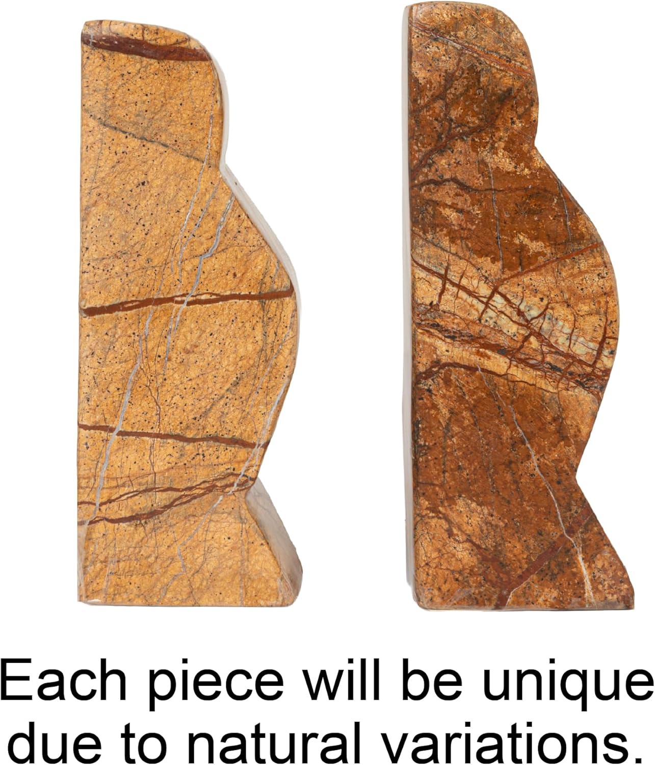 Creative Co-Op Decorative Travertine Wave Bookends, Natural, Set of 2
