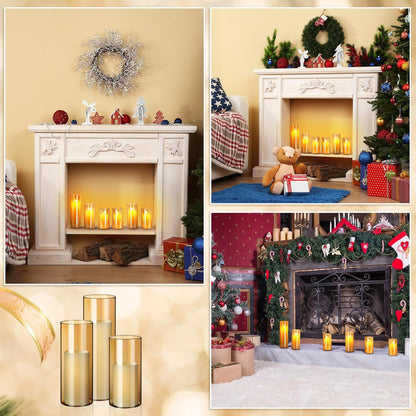 Shihanee 36 Pcs Pillar Candles and Glass Cylinder Vases Tall Cylinder Holders for Pillar Candles Wedding Centerpieces, Total 18 Sets(2.6'' X 4.7'', 5.9'', 7.9'',Clear,Ivory)