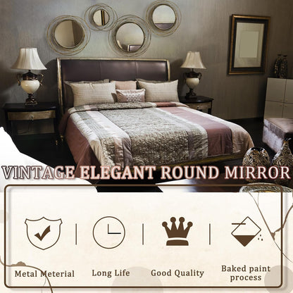 Hicarer 4 Pcs Decorative Wall Mirror Round Modern Circle Mounted Mirror Metal Wall Art Decor for Bedroom Living Room Entryway Dining Room Hallway(Gold)