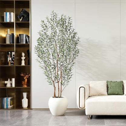 VeriNatural 8FT Artificial Ficus Tree, Indoor Faux Ficus Plant with Realistic Leaves & Natural Wood Trunk, 8ft Tall, Green, All Seasons, Perfect for Living Room Home Decor