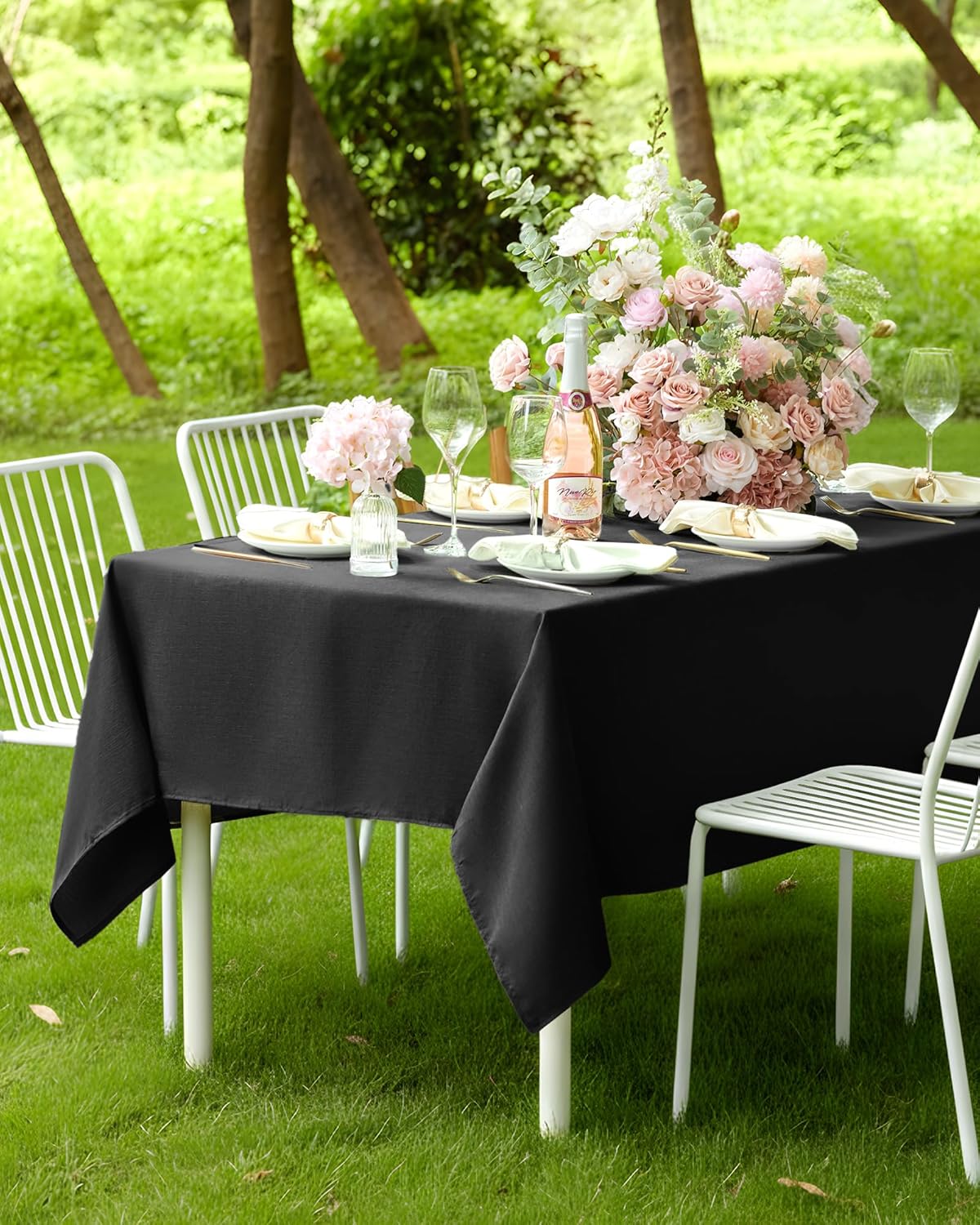 Pureegg Rectangle Linen Tablecloth Waterproof & Stain Resistant, Wrinkle-Free Table Cloth Adds Elegance and Protection, Ideal for Dining, Party, Wedding and Outdoor, 52 x 70 Inch, Sage Green