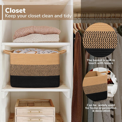 Goodpick Cube Storage Bins - Towel, Book, Cloth, Shoes, Closet Shelf Woven Baskets for Office, Baby Laundry, Toys, 13''x10''x9''