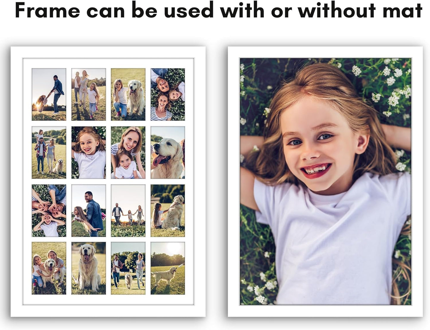 Americanflat 4x6 Collage Picture Frame with Polished Plexiglass - Multi Picture Frames Fit Sixteen 4x6 Photos or Use as One 18x26 Poster Frame for Wall Display - Signature Collection - Black