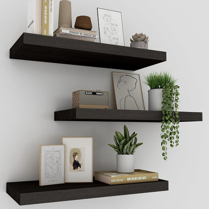 Upassion White Floating Shelves - Set of 3, 16" Wall Mounted Shelves for Home Decor, Living Room, Bedroom, Bathroom, Kitchen