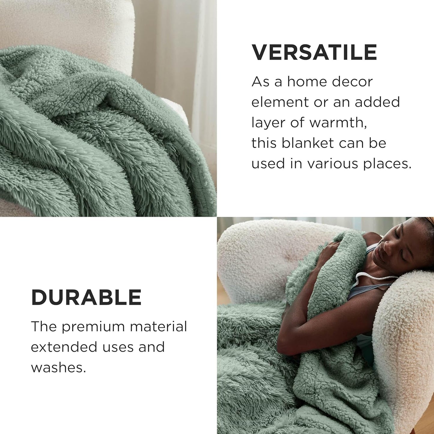 Bedsure GentleSoft Fluffy Fuzzy Faux Fur Throw Blanket for Couch, Soft Sherpa Fleece Cozy Gifts for Women, Plush Bed Blanket Room Decor for Men, Thick Warm Minky Teen Gifts Winter Bedding