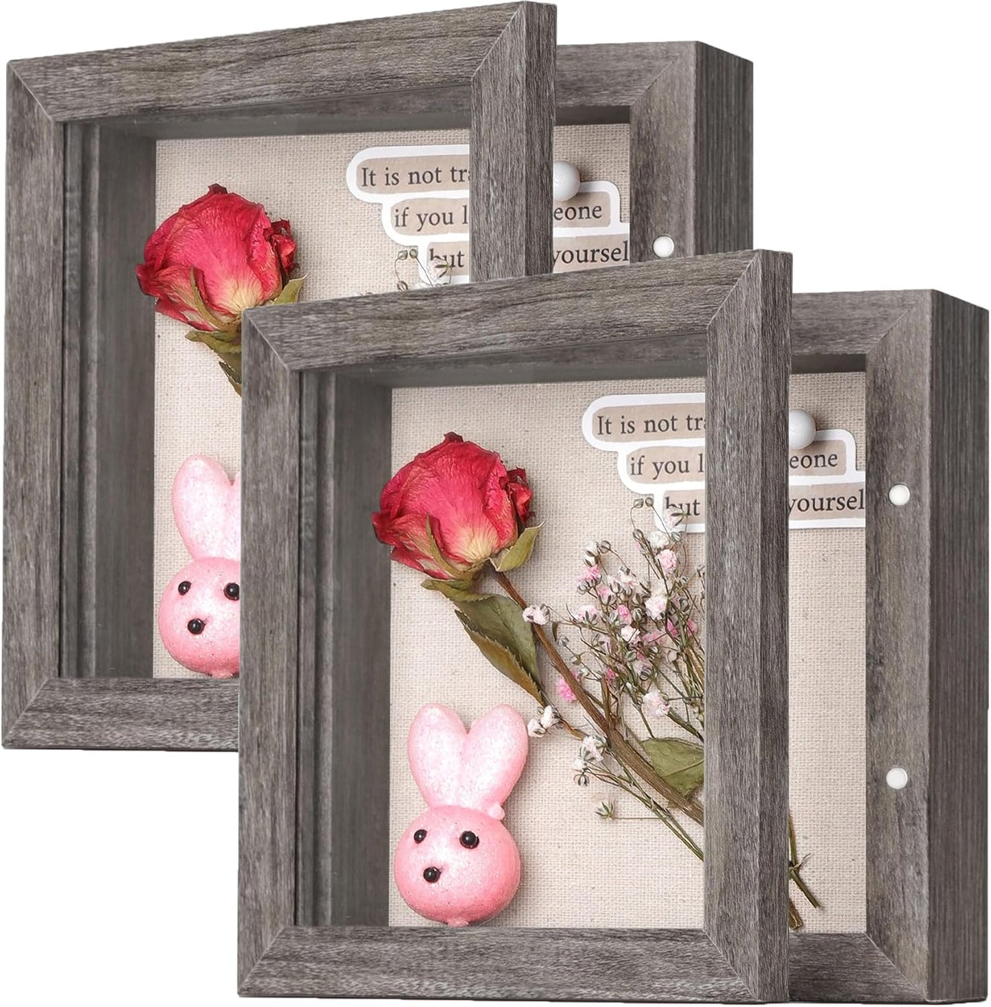 Califortree 8x10 Shadow Box Frame with Linen Back - Sturdy Rustic Memory Display Case of Flower, Pictures, Medals and More, White