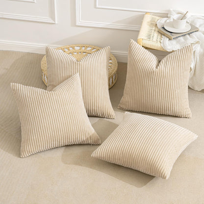 MIULEE Boho Farmhouse Sage Green Throw Pillow Covers 18x18 Inch Set of 4 Mordern Nordic Cushion Covers Soft Corduroy Spring Home Decor for Couch Bed Sofa Living Room Forest Green
