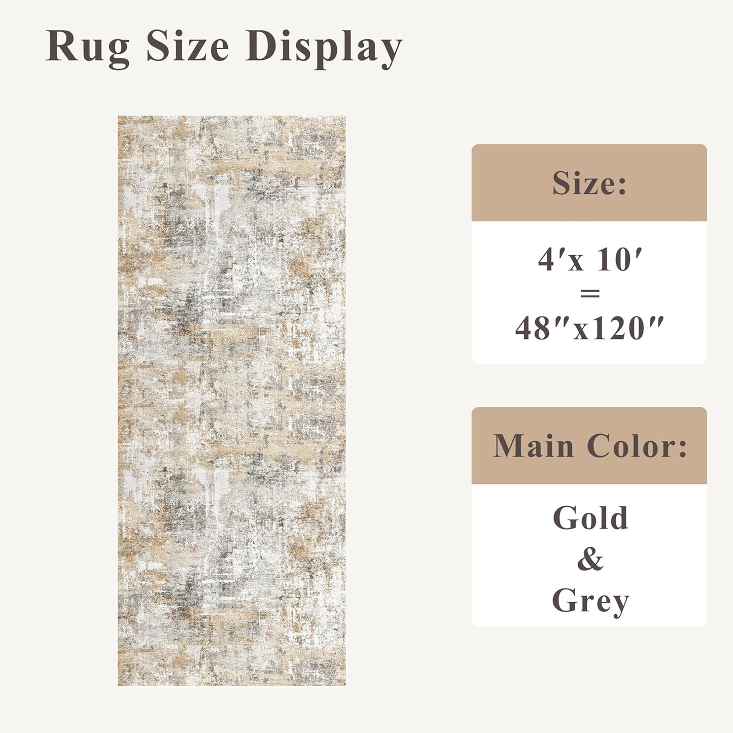 2x3 Washable Non-Slip Area Rug - Soft Low Pile Throw Rug for Kitchen Entryway Bedroom - Modern Indoor Door Mat with Rubber Backing (Beige Grey) - Colors A
