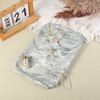 Marble Vanity Tray for Dresser Organizer, Travertine Bathroom Tray Countertop, Beige Decorative Serving Trays, Kitchen Sink Storage, Jewelry & Perfume Holder(Travertino Romano)