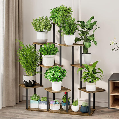 AZERPIAN Plant Stand 5 Tier Indoor Metal Flower Shelf for Multiple Plants Corner Tall Flower Holders for Patio Garden Living Room Balcony Bedroom, Black (5 Tier-Black)