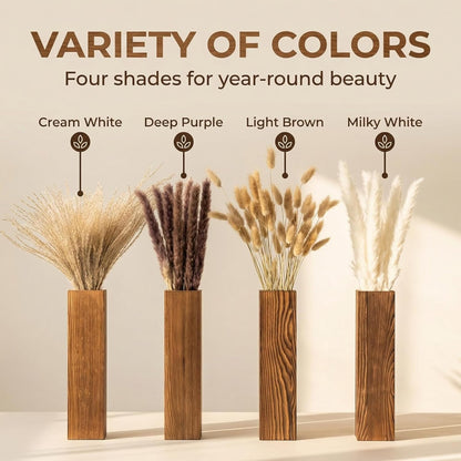 Wooden Wall Planter Set of 4 - Modern Home Decor for Living Room, Bedroom, Bathroom - Walnut Finish Planter for Dried Flowers, Faux Greenery, Indoor Plants