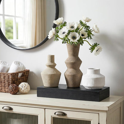 DREAMLOOM Ceramic Vase Set of 3, Modern Rustic Flower Vases for Pampas Grass, Dried & Fresh Flowers, Farmhouse Decorative Vase for Living Room Bedroom Kitchen Shelf Centerpiece, Rust