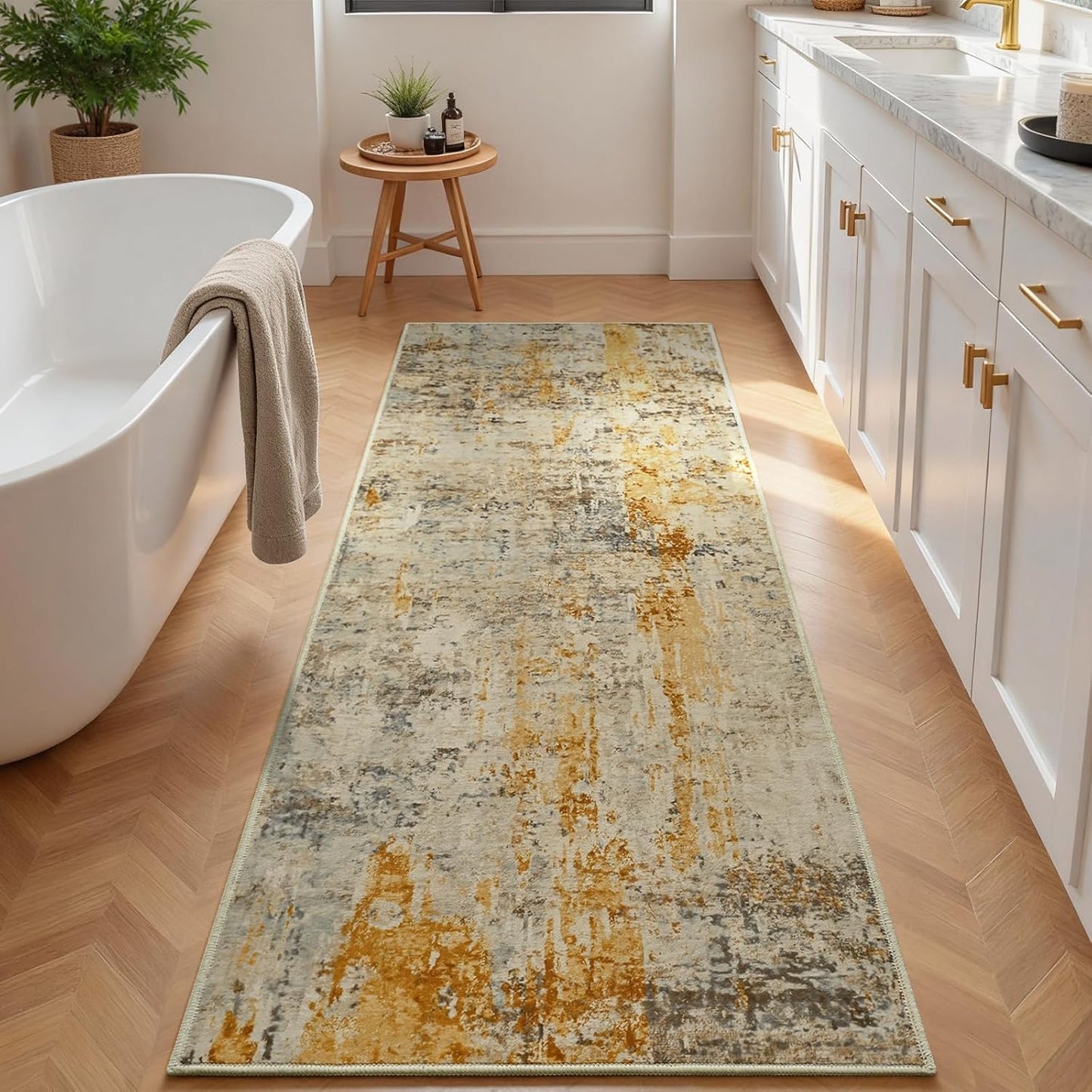 Ompaa 2x6 Rug Runners for Hallways Kitchen Runner Rug Non Slip Washable Grey Long Runner Rugs with Rubber Backing Soft Abstract Carpet Runner for Hallways, Kitchen, Bedroom, Bathroom, Entryway - Colors A