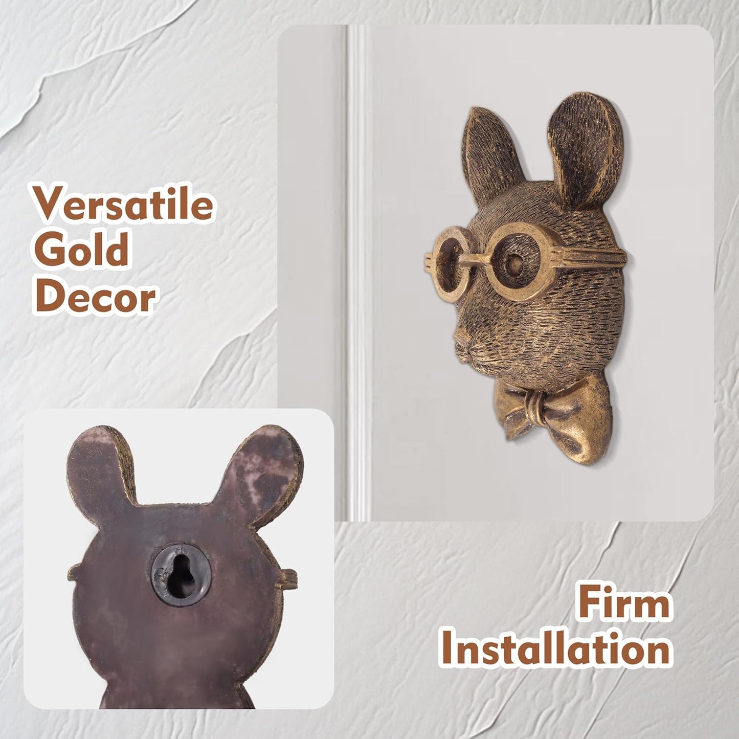UITWMKTG 5 Pack Animal Head Wall Decor Gold Wall Sculpture Home Decor for Office Bedroom Modern Decor for Men Women