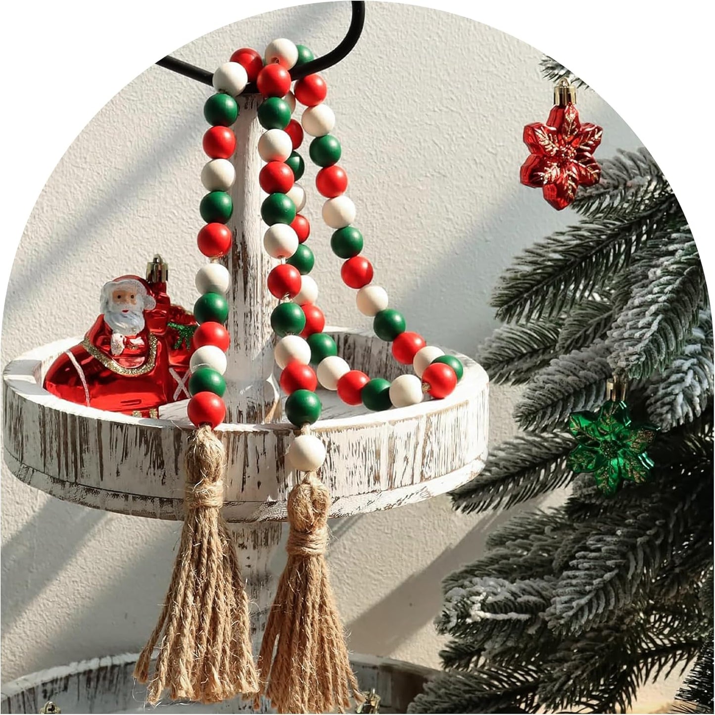 pson 39.4 Inch Wood Bead Garland with Tassels, Farmhouse Beads for Wall Hanging, Boho Rustic Prayer Beads, and Home Décor(Black and White)