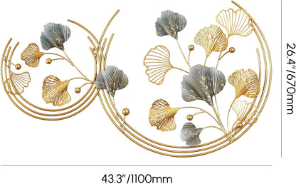 homary Large Metal Wall Art – 47.2" Modern 3D Abstract Geometric Overlapping Design, Iron Wall Decor for Living Room, Dining Room, Office