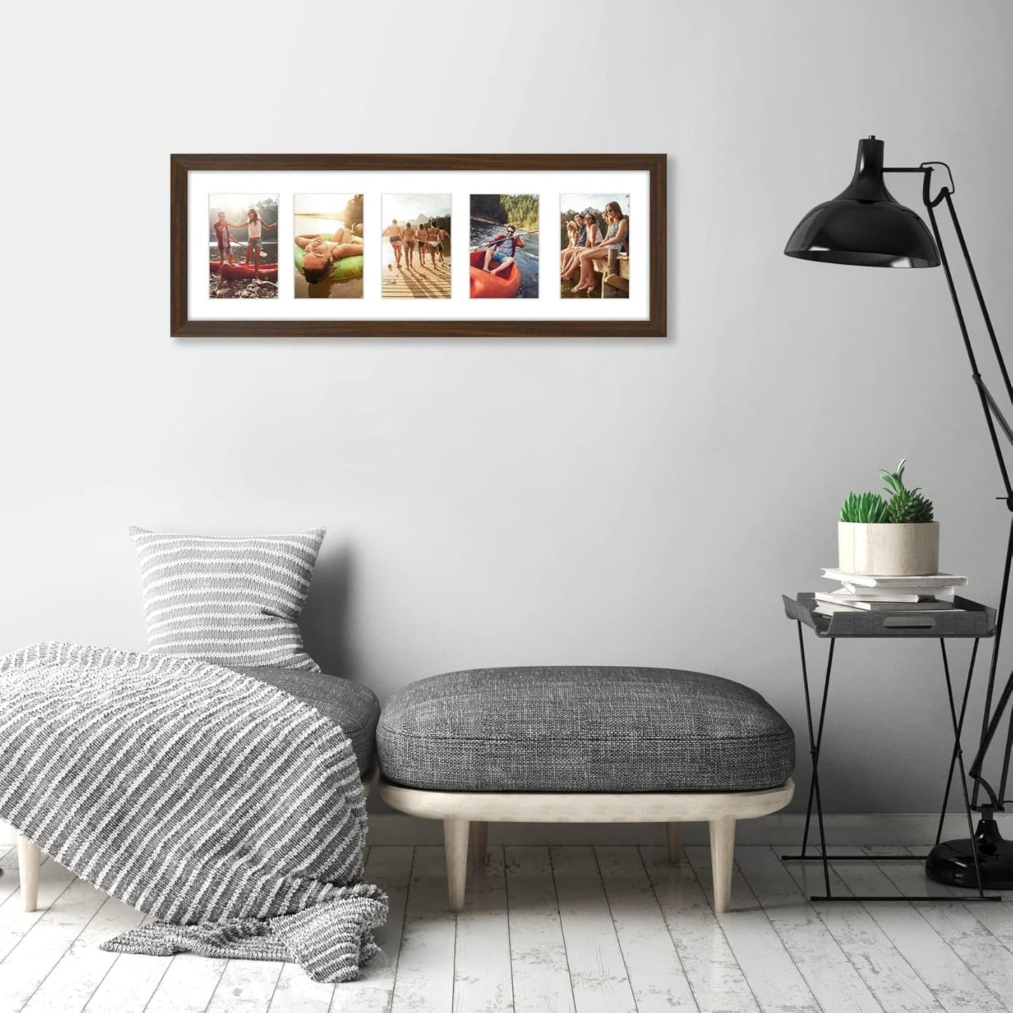 Americanflat 4x6 Collage Picture Frame with Shatter-Resistant Glass - Fits Five 4x6 Photos or Use as One 11x14 Picture Frame - Signature Collection - Collage Frames for Wall Display - Black