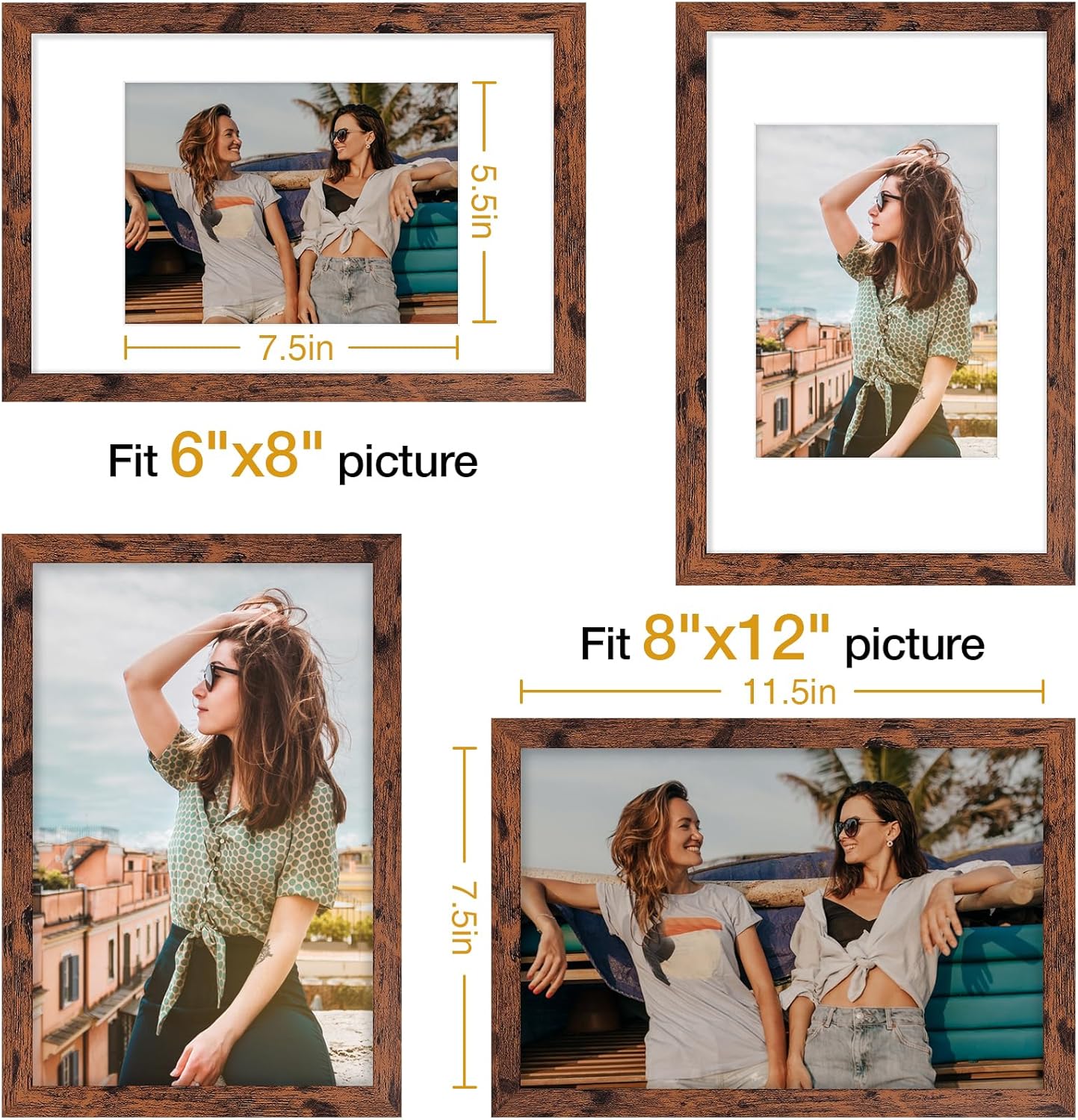 Vittanly 11x14 Picture Frame, Display Pictures 8x10 with Mat or 11x14 without Mat, Photo Frame for Wall Mounting, Black, 1 Pack - Colors A