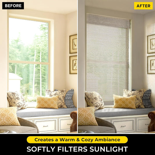 UNISHADES Cordless Bamboo Roman Shades for Windows, Blinds Size (30.5" W ×48" H) Colour (Highfield Teak)